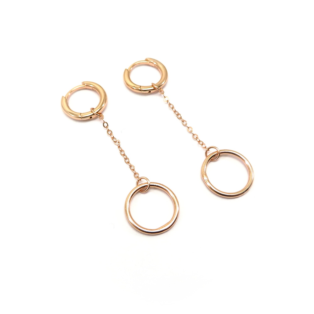 Circle-on-a-Chain Rose Gold Plated Silver Earrings