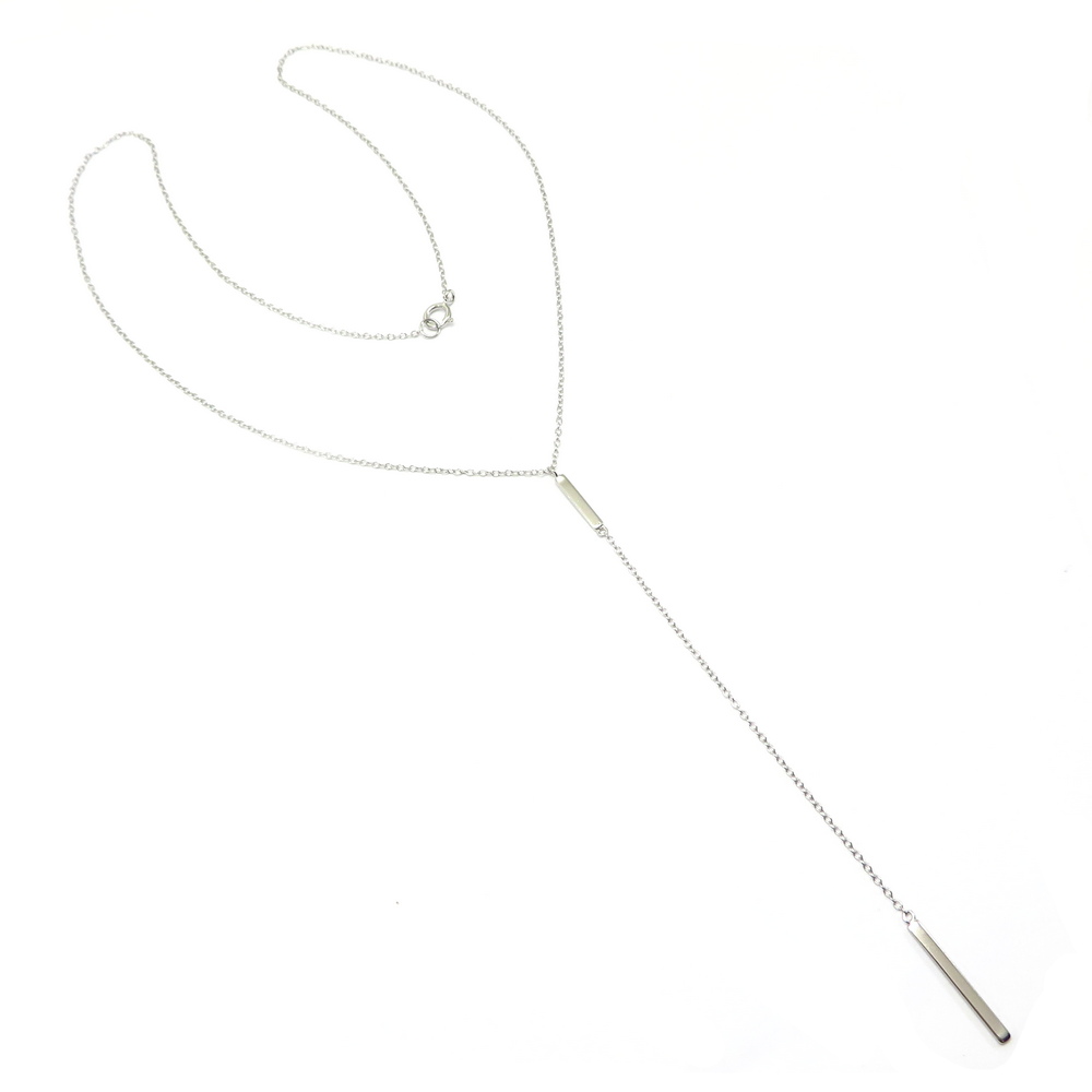 Silver Dangly Chain Two Bar Necklace