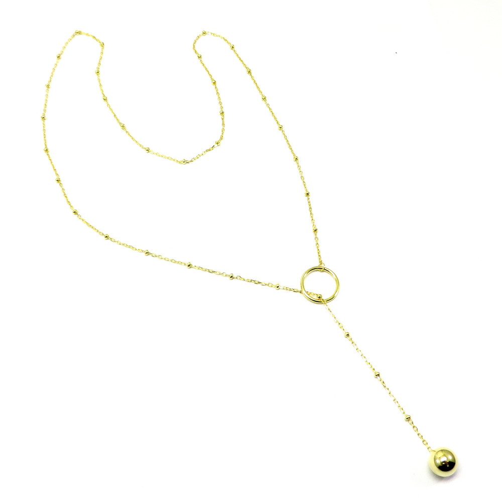 Gold Plated Ball in Silver Chain Necklace