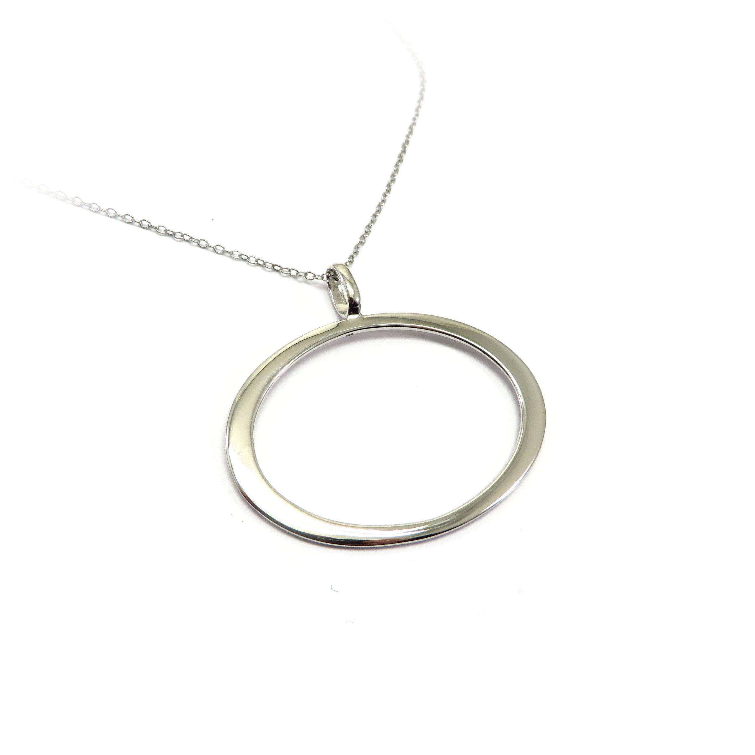 Minimalistic Horizontal Oval Silver Pendant