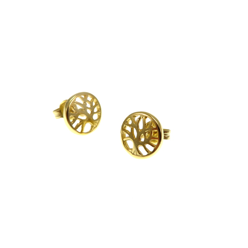 Gold Plated Tree of Life Stud Earrings