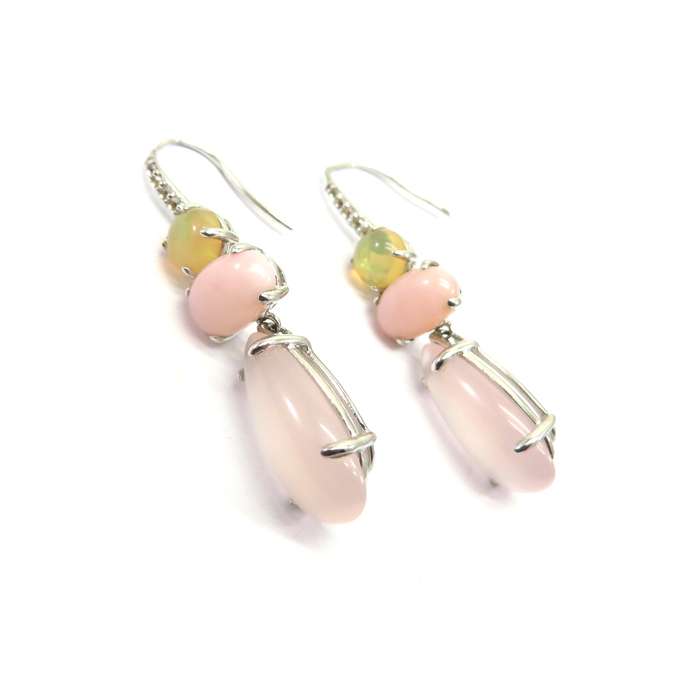 Opal and Rose Quartz Earrings