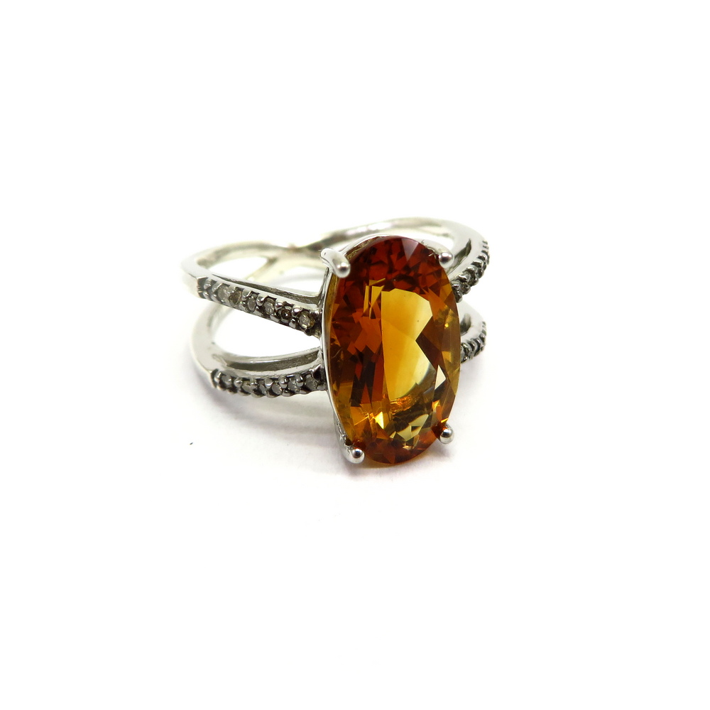 Long Oval Citrine Ring