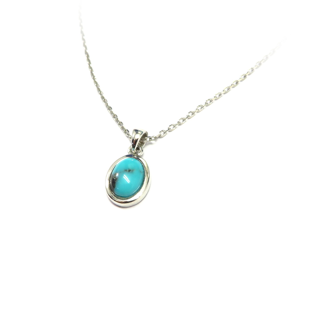 Oval Turquoise Pendant Set in Sterling Silver