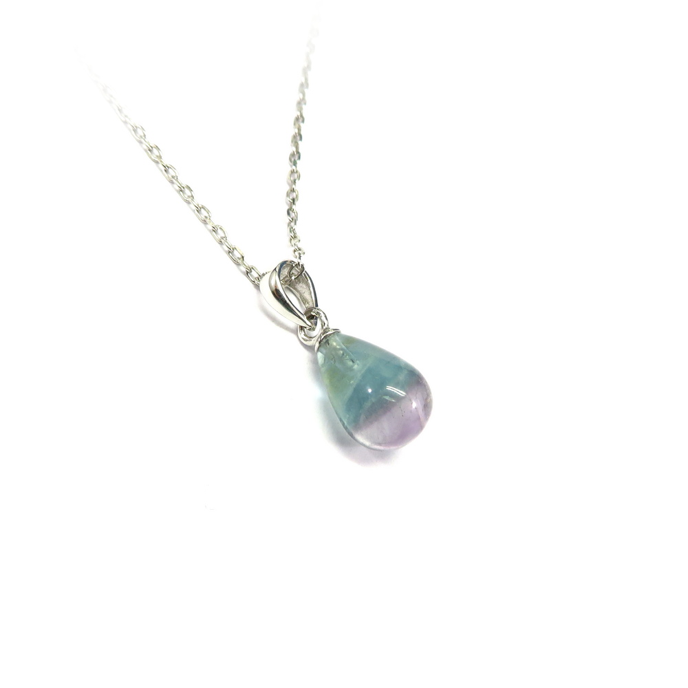 Green Fluorite Teardrop Pendant set in Sterling Silver