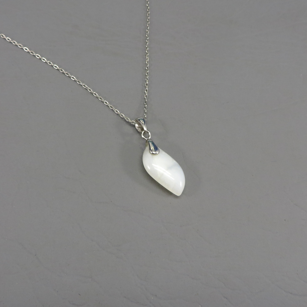 Moonstone Leaf Pendant Sterling Silver