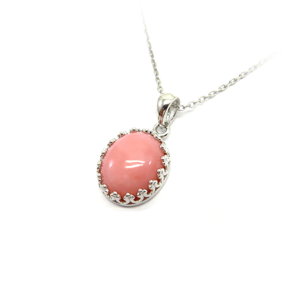 Oval Pink Opal Pendant