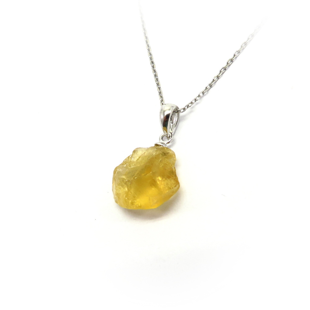 Rough Citrine Pendant Set in Sterling Silver
