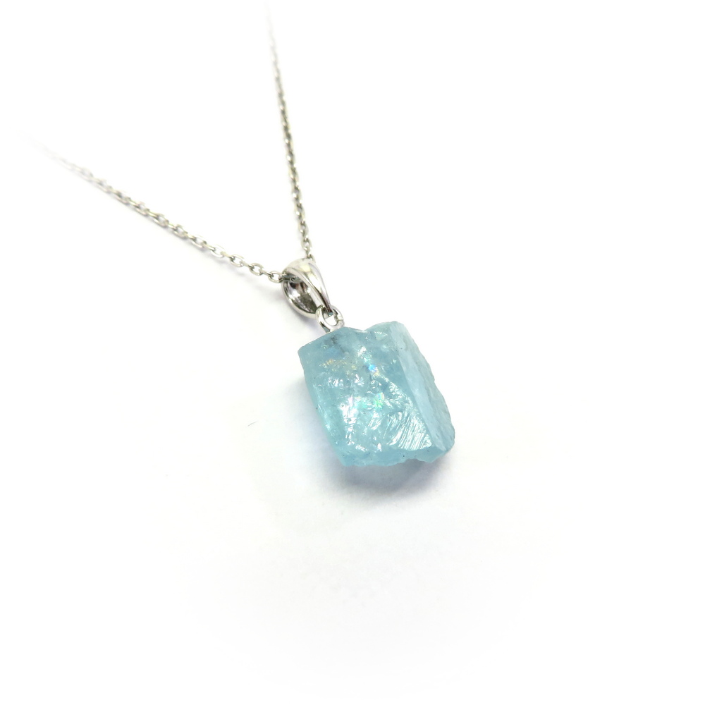 Rough Aquamarine Pendant Set in Sterling Silver