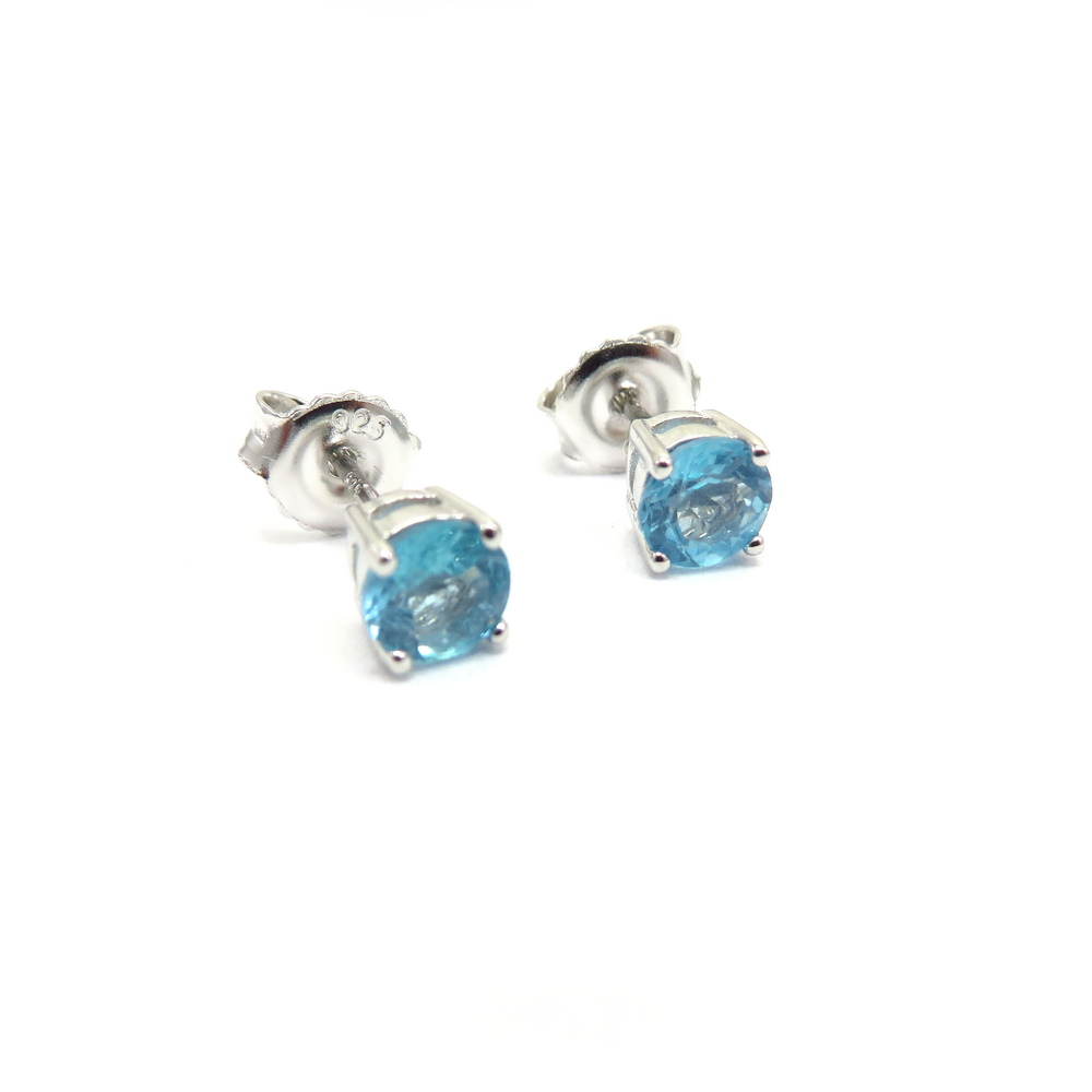 Sky Apatite Stud Earrings Set in Sterling Silver