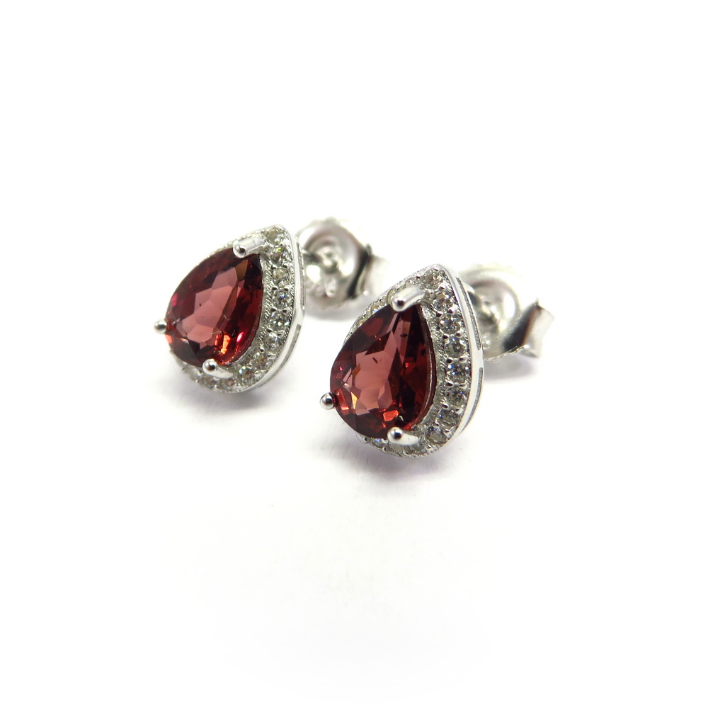 Teardrop Rhodolite Earrings