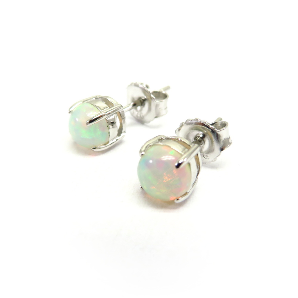 Opal Stud Earrings set in Sterling Silver