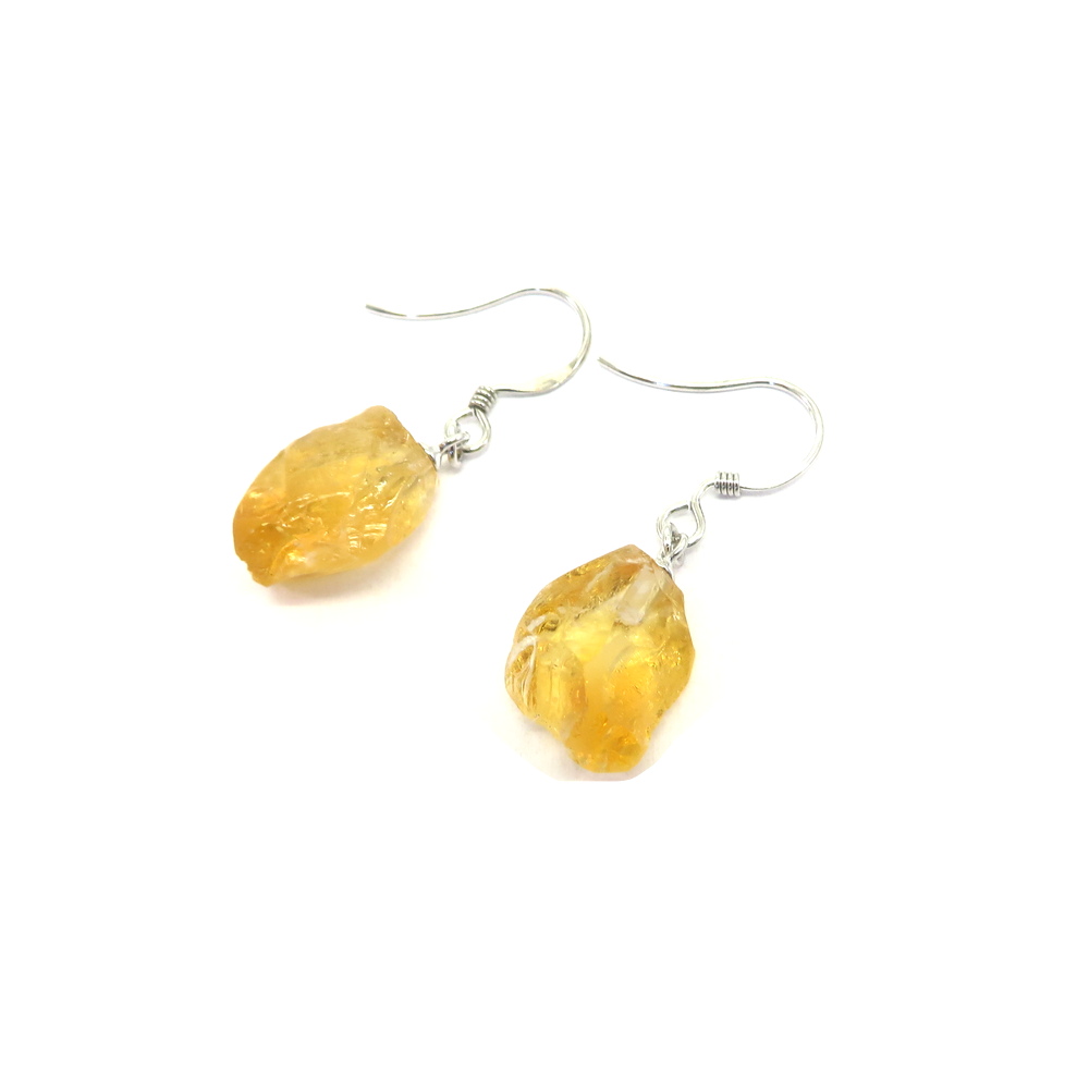 Rough Citrine Hook Earrings