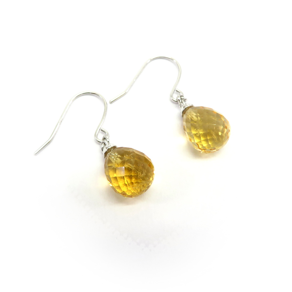 Teardrop Citrine Hook Earrings