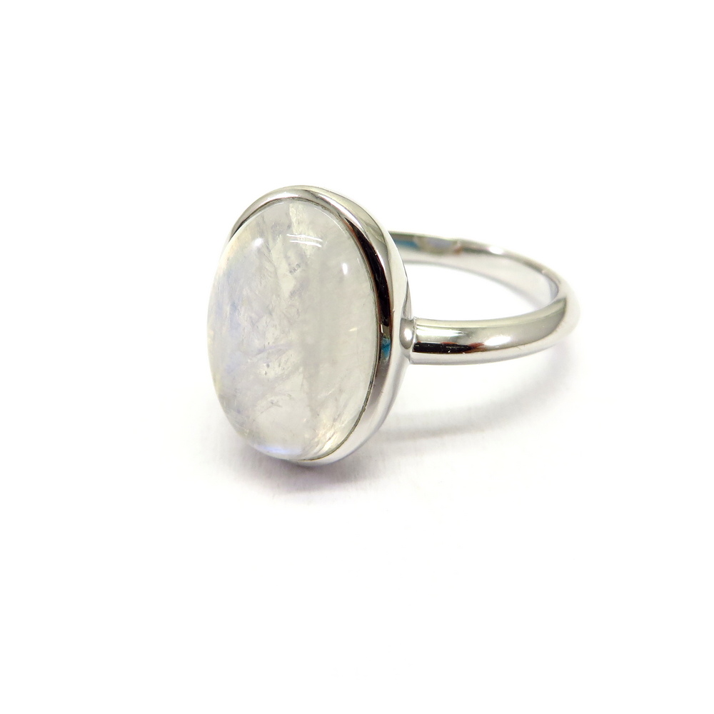 Oval Moonstone Ring set in Sterling Silver