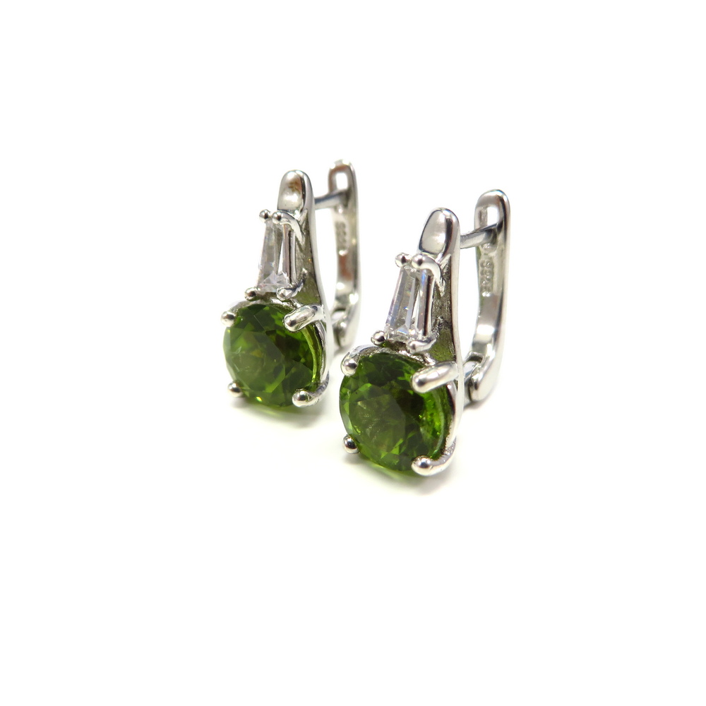 Peridot and Cubic Zirconia Earrings