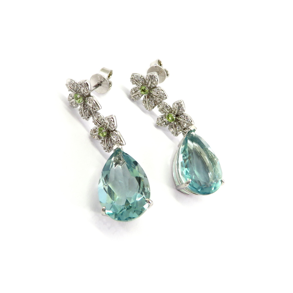 Green Fluorite Flower Earrings
