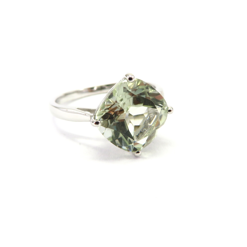 Square Green Amethyst Ring