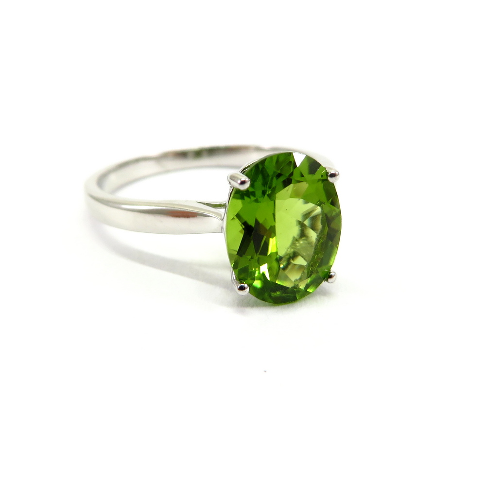 Oval Peridot Ring set in Sterling Silver