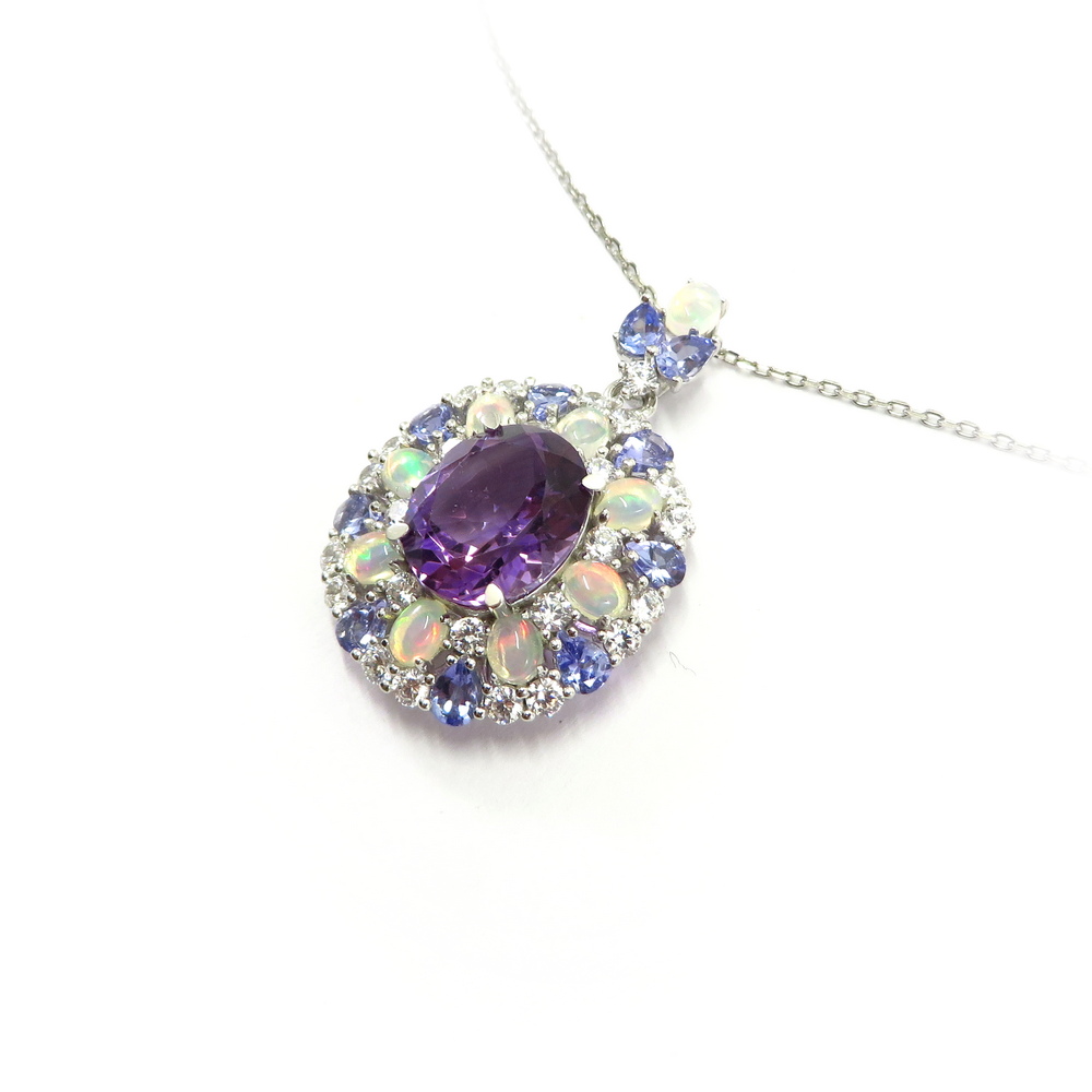Amethyst, Opal and Tanzanite Pendant