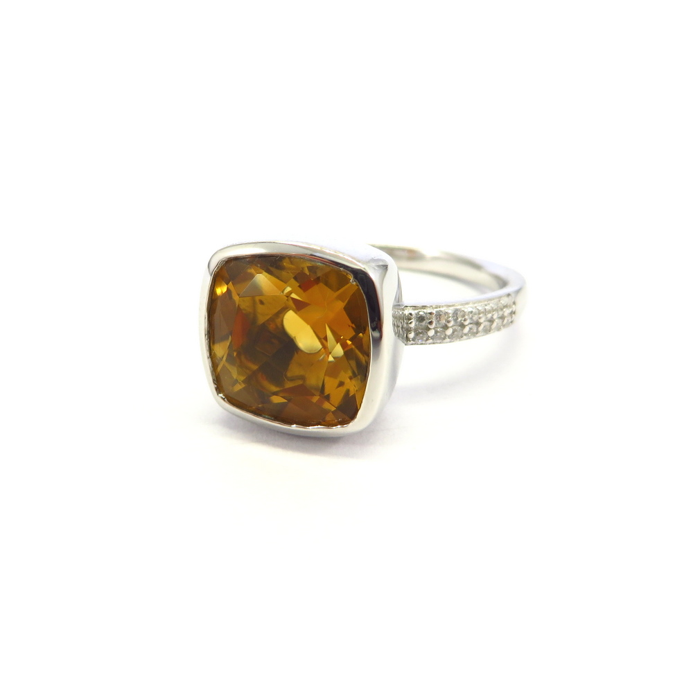Square Citrine Ring