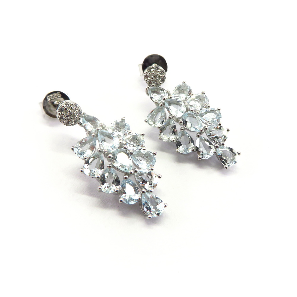 Aquamarine Cluster Earrings