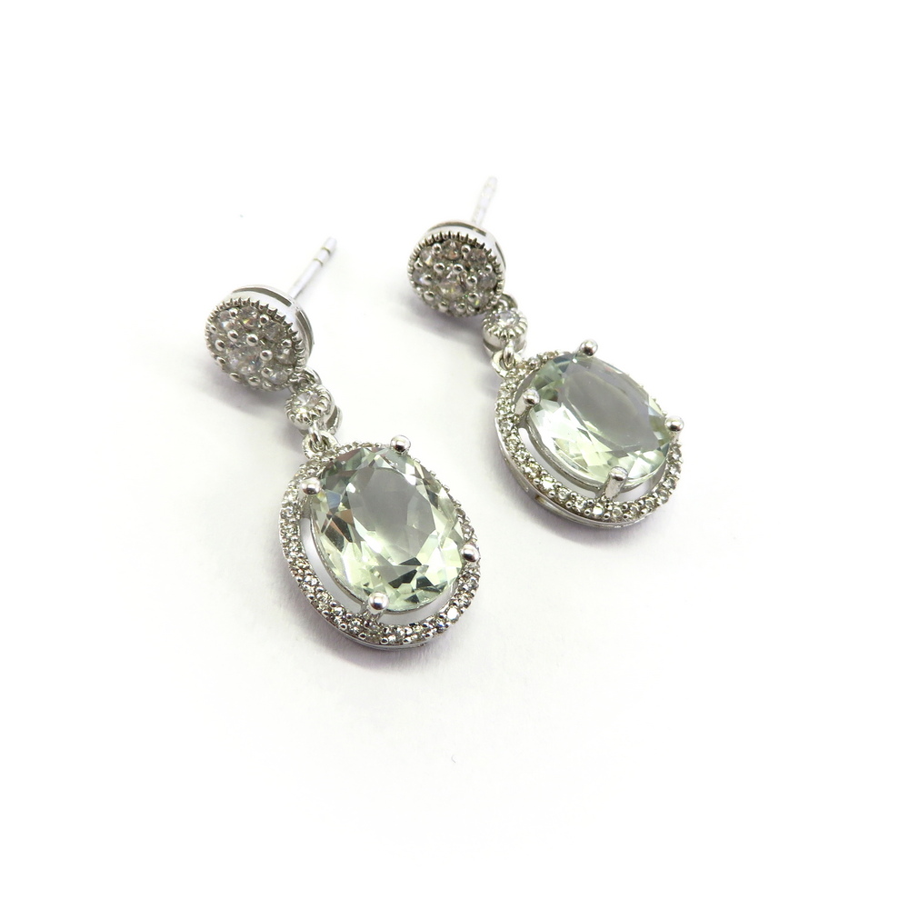 Oval Green Amethyst Earrings