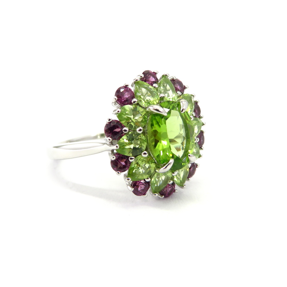Peridot and Rhodolite Garnet Ring